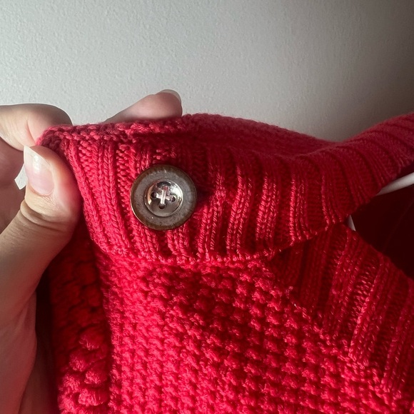 Trina Turk Women Red Boat Neck Button Long Sleeve Merino Wool Paris Sweater S - Picture 5 of 9